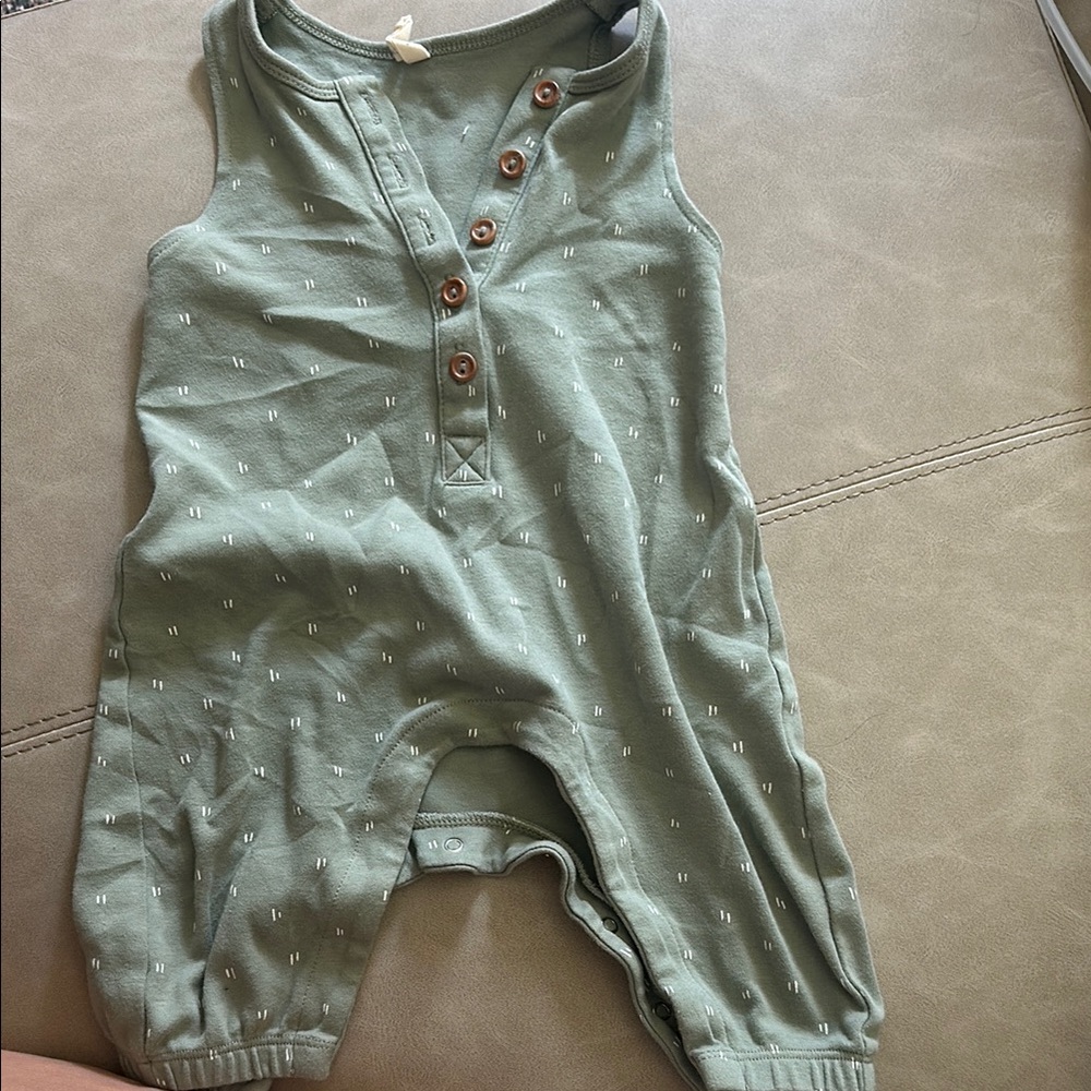 Quincy Mae Sage Green Baby Romper